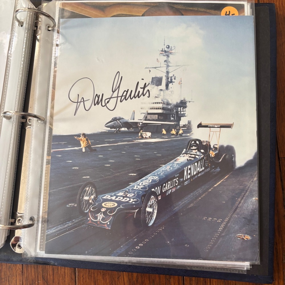 VTG RARE Racing Ads Binder Don Garlits Clare Sanders SIGNED 15+ Protected Pages